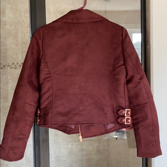 Burgundy suede Moto jacket - Picture 5 of 5